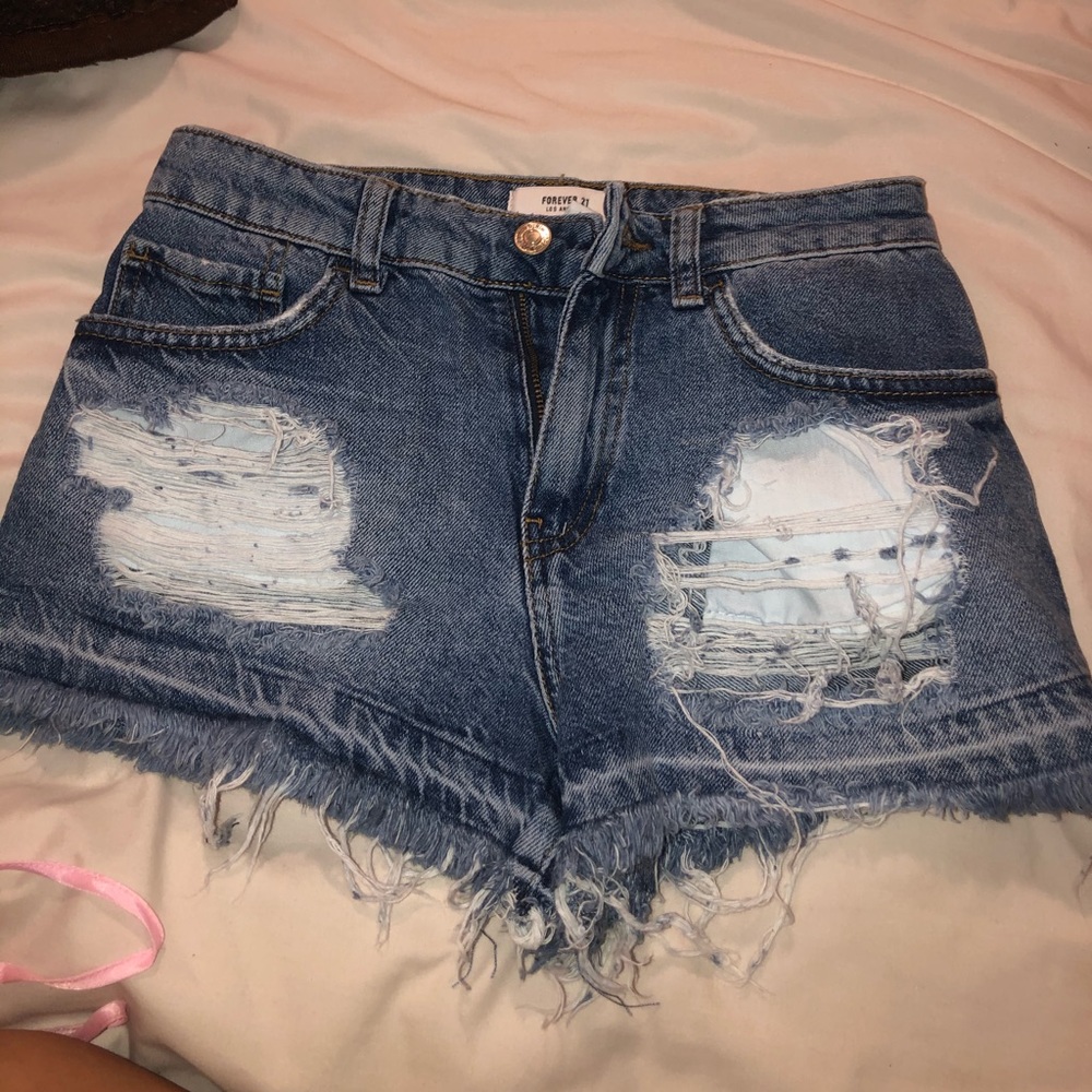 Distressed booty shorts